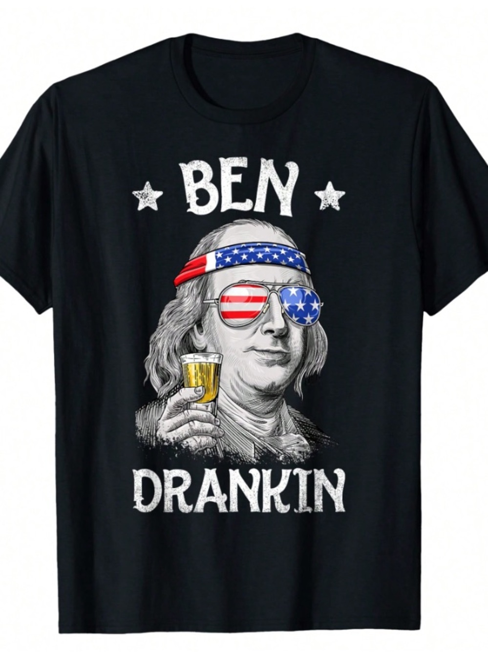 Ben Drankin 4th Of July Men USA Flag T-Shirt Men's Cotton T-Shirt